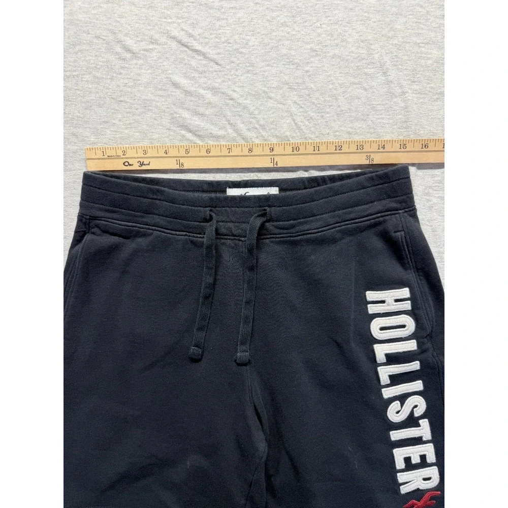 Hollister Sweat Shorts Mens S Black Applique Logo Cotton Athletic Gym Training